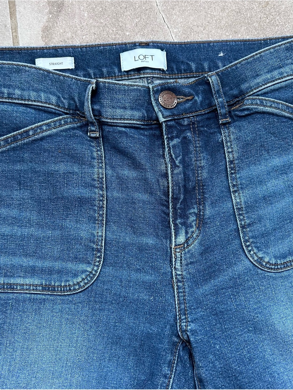 LOFT Straight Denim Jeans Blue Medium Wash Button Zip 5-Pocket Women Size 4 - Picture 3 of 7